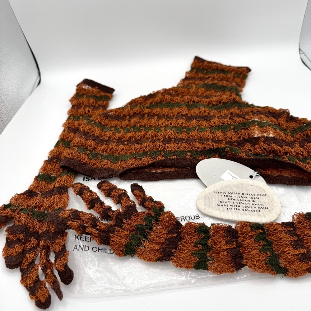 NWT Isa Boulder Knit Lacy Neck-warmer and Sleeves Gloves Handmade - Picture 3 of 15